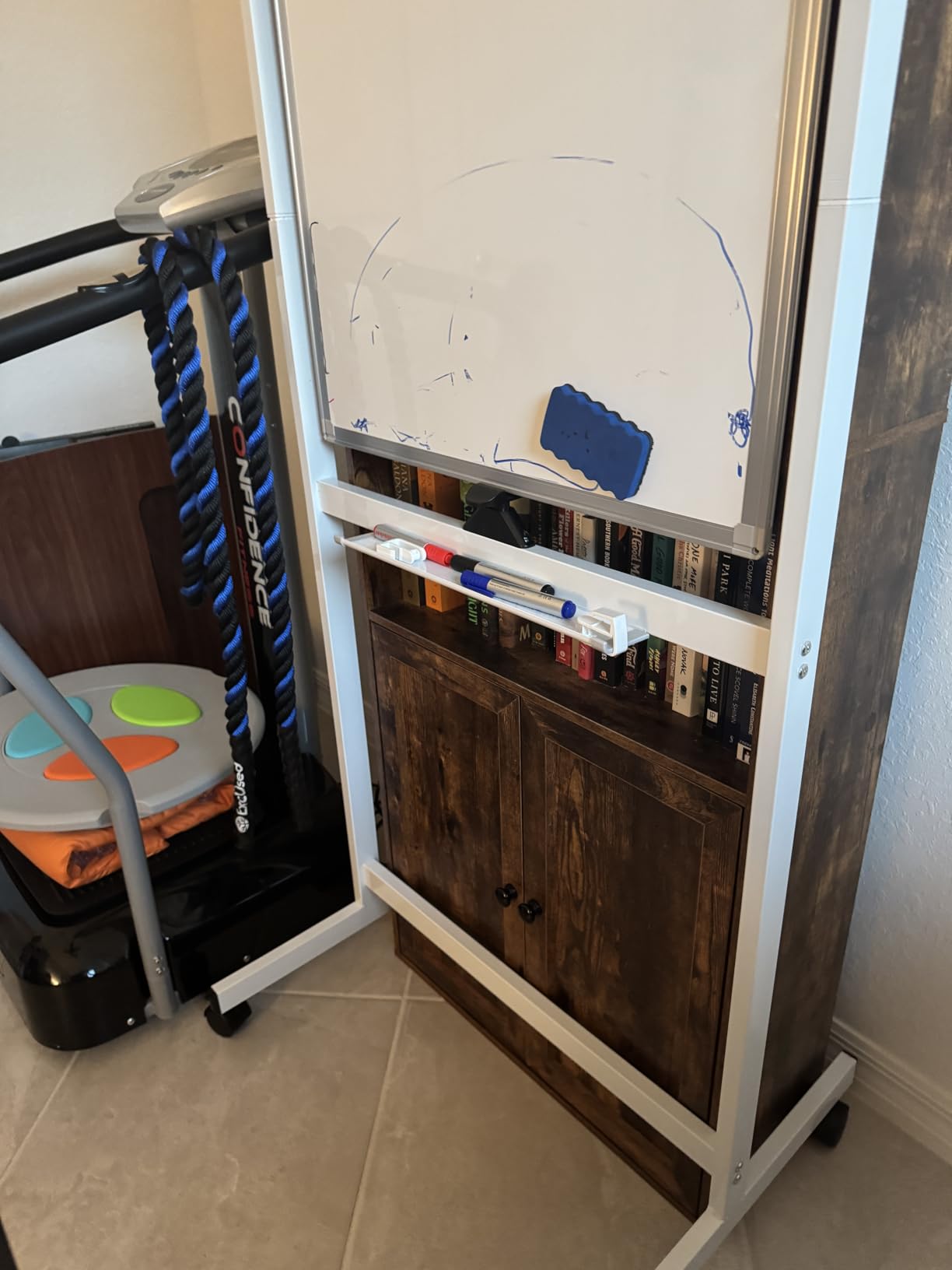 maxtek Magnetic Mobile White Board, 40 x 24 Double Sided Dry Erase Board Rolling Whiteboard, Aluminum Frame Standing Whiteboard on Wheels for Home Office Classroom customer photo 2