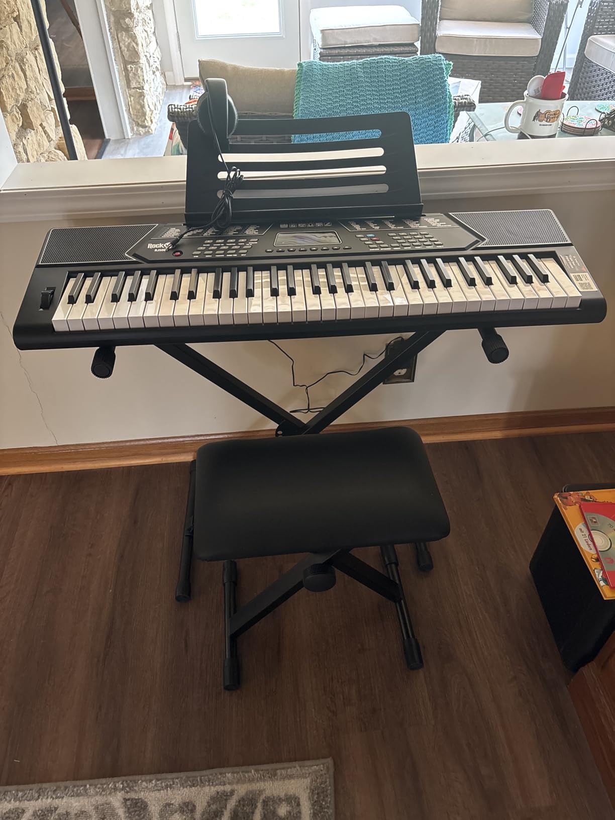 RockJam 61 Key Keyboard Piano Stand With Pitch Bend Kit, Piano Bench, Headphones, Simply Piano App & Keynote Stickers customer photo 1