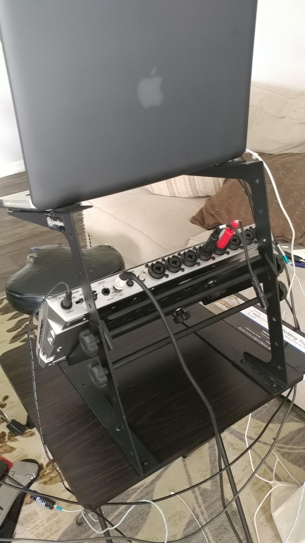 AxcessAbles Two-Tier Adjustable DJ Stand with Clamps | for DJ Controllers, Music Mixers, Laptops up to 20lbs.| DJ Controller Stand Compatible with DDJ-REV1, DDJ-FLX4 (LTS-03 Black) customer photo 1