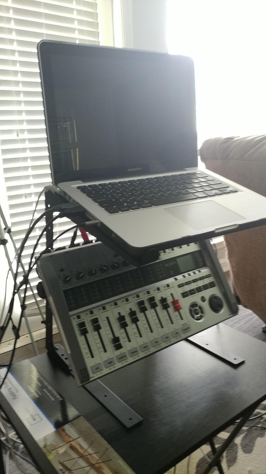 AxcessAbles Two-Tier Adjustable DJ Stand with Clamps | for DJ Controllers, Music Mixers, Laptops up to 20lbs.| DJ Controller Stand Compatible with DDJ-REV1, DDJ-FLX4 (LTS-03 Black) customer photo 2