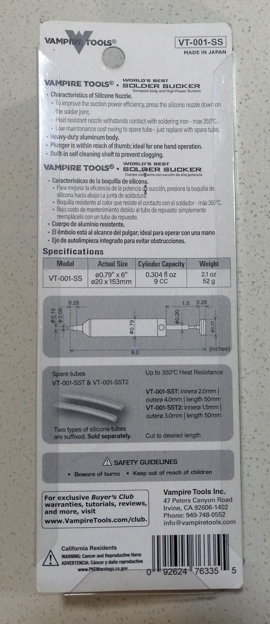 VAMPLIERS Premium Solder Sucker Made in Japan Heavy Duty Desoldering Pump High Power Vacuum Suction SS-03 customer photo 2