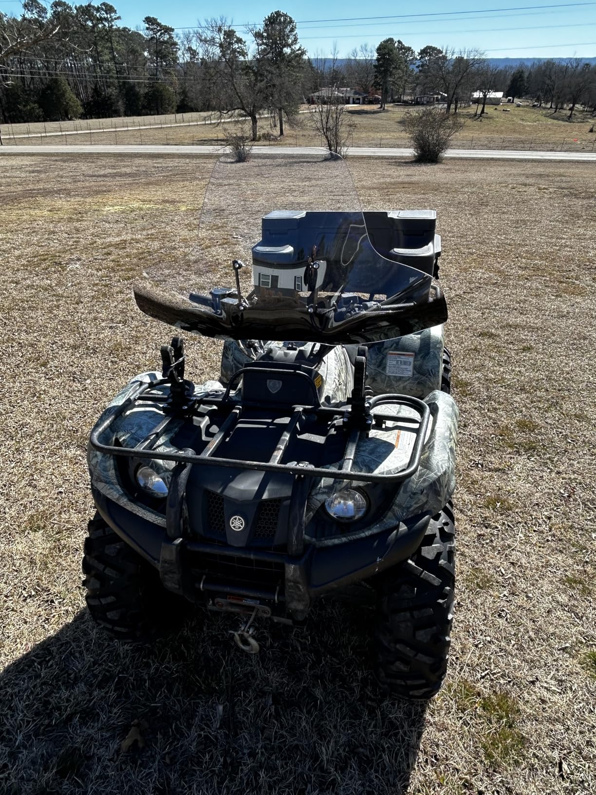 Windscreen Windshields, SLMOTO 4 Wheeler Windshield ATV Large Widow Windscreen Fits For Polaris ATVs Arctic Cat Honda Yamaha Can-Am and Kawasaki ATVs Harley Davidson all models 1970-2013 Clear customer photo 2