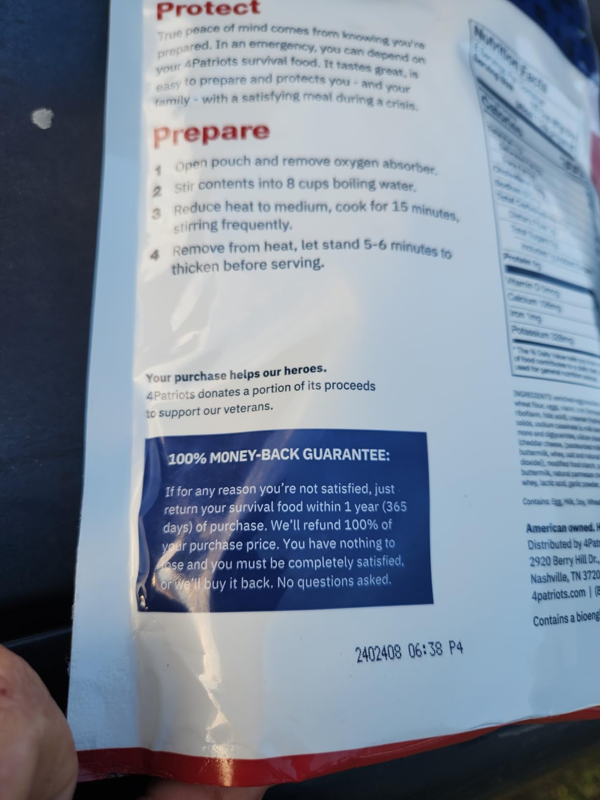 4Patriots 4-Week Survival Food Kit: Emergency Food Supply Designed to Last 25 Years, 192 Servings customer photo 2