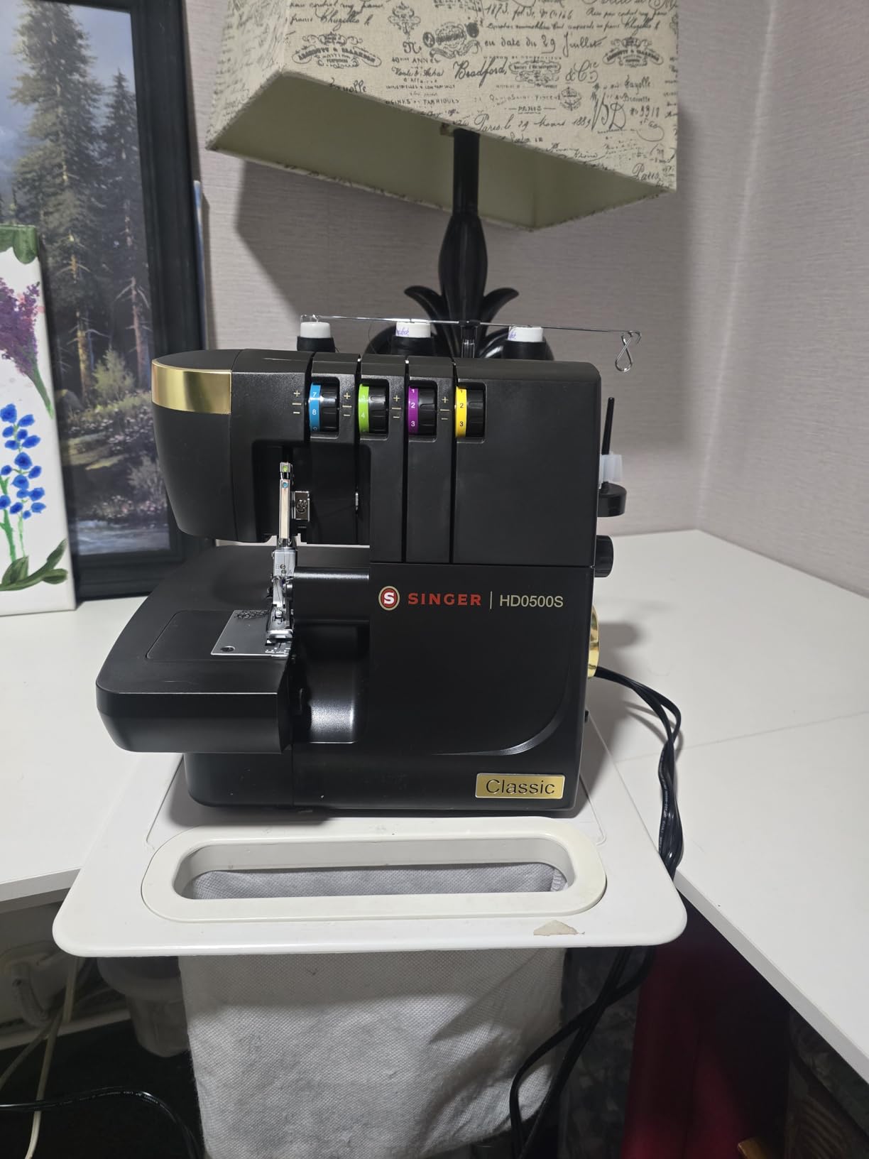 SINGER X5004-HD Metal Frame Serger & Overlock Machine | 2-3-4 Stitch Capability, 8 Built-In Stitches, 1300 Stitches per Minute, Adjustable Differential Feed & 2 LED Lights (Grey/Blue) customer photo 2