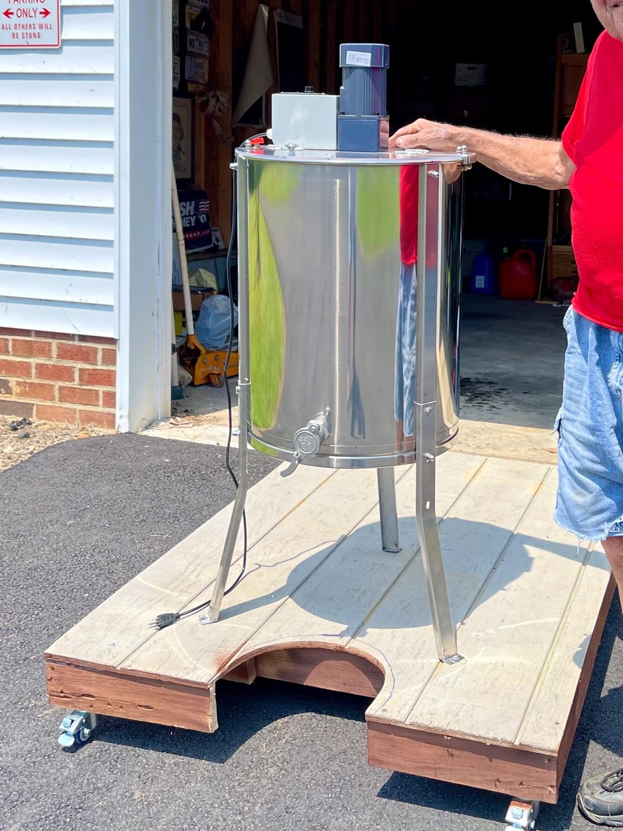 VINGLI New Electric 4 Frame Honey Extractor Separator,Food Grade Stainless Steel Honeycomb Spinner Drum with Adjustable Height Stands,Beekeeping Pro Extraction Apiary Centrifuge Equipment customer photo 1