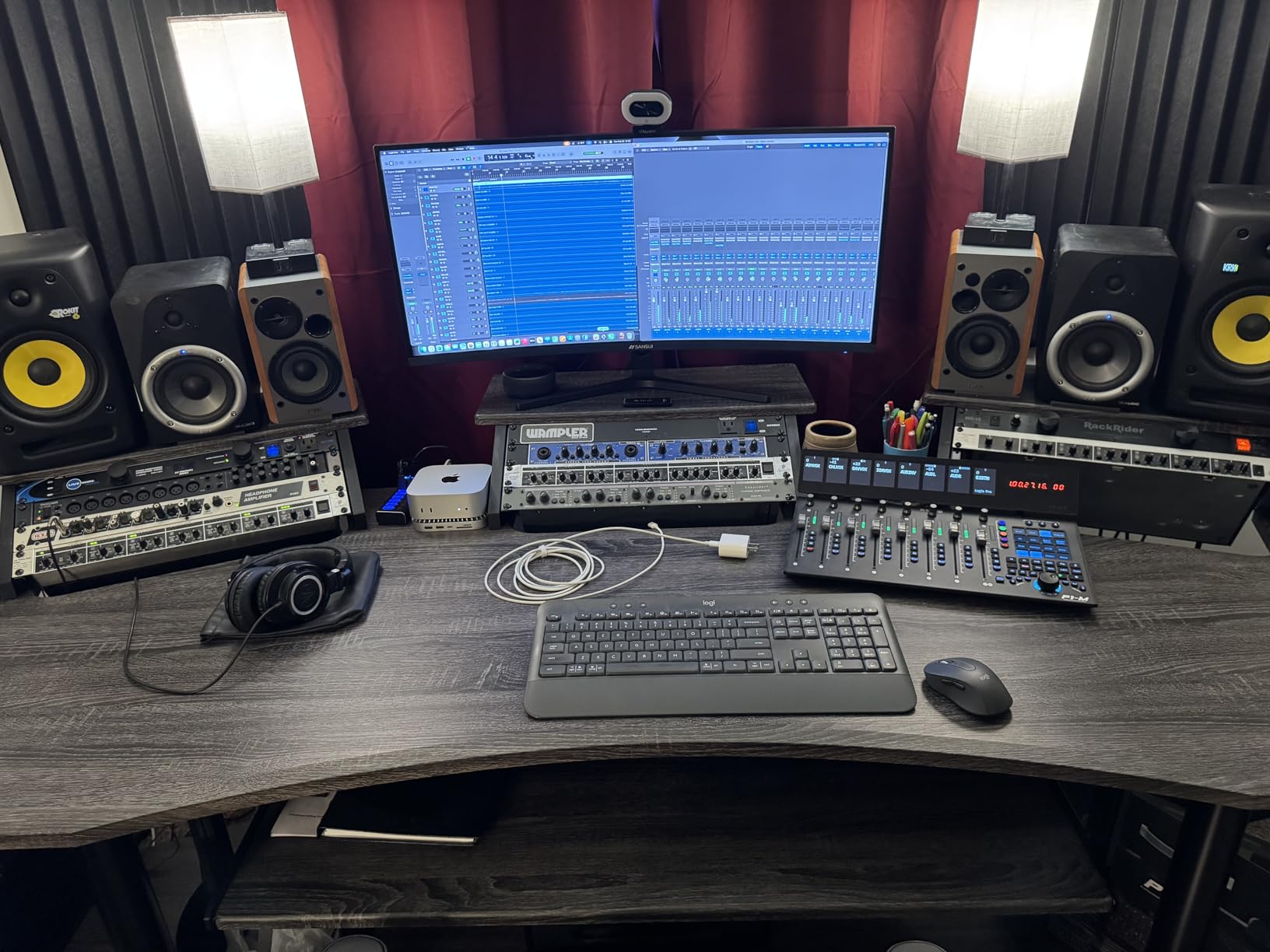 Acme Eleazar Wooden 4-Shelf Music Recording Studio Desk in Black Oak customer photo 2