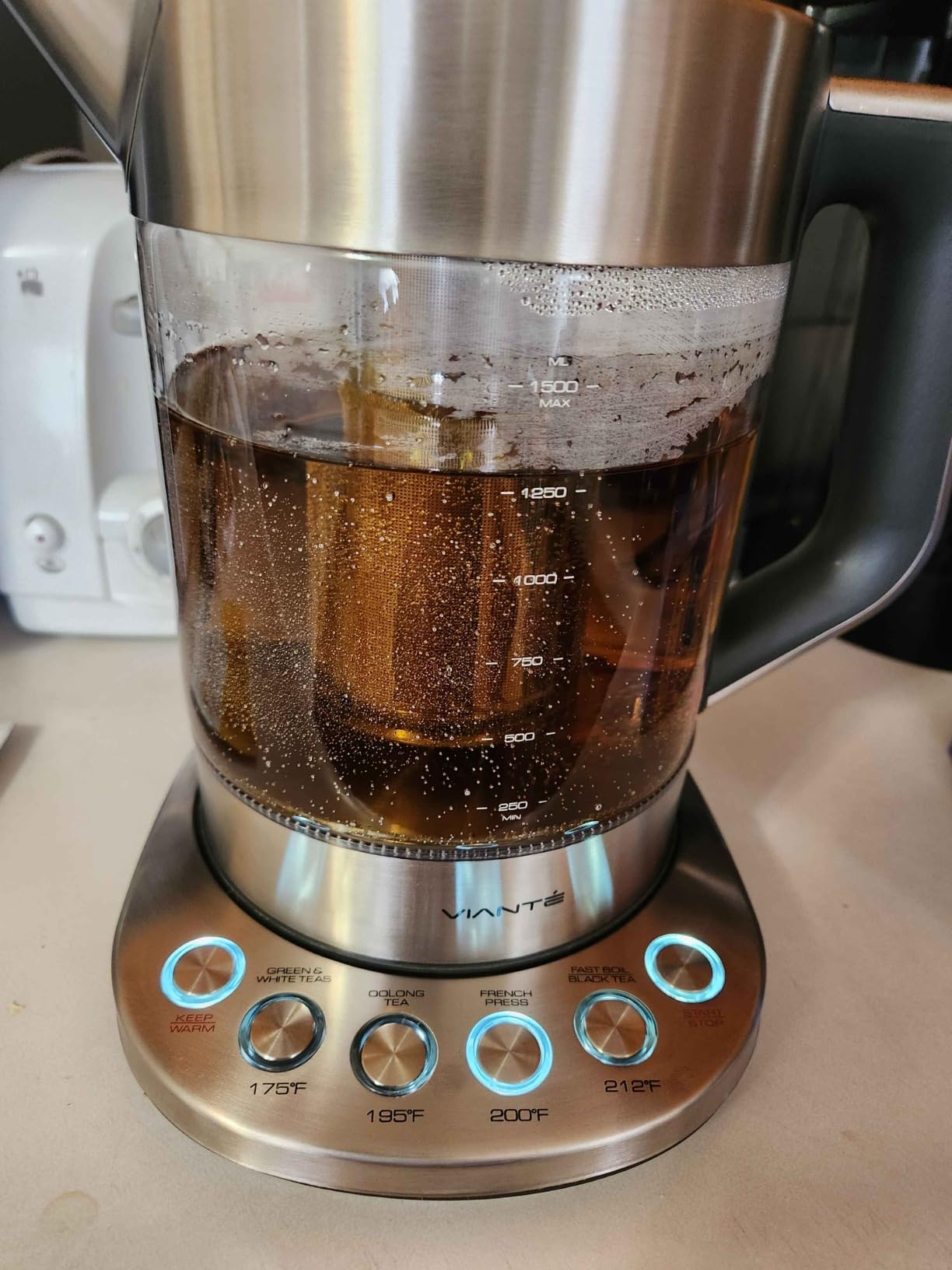 Viante Electric Kettle With Infuser. No Plastic In Contact With Water. Hot Tea Maker With Temperature Control And Automatic Shut Off. Tea Kettle With Brewing Programs. 1.5 Liters Capacity customer photo 1