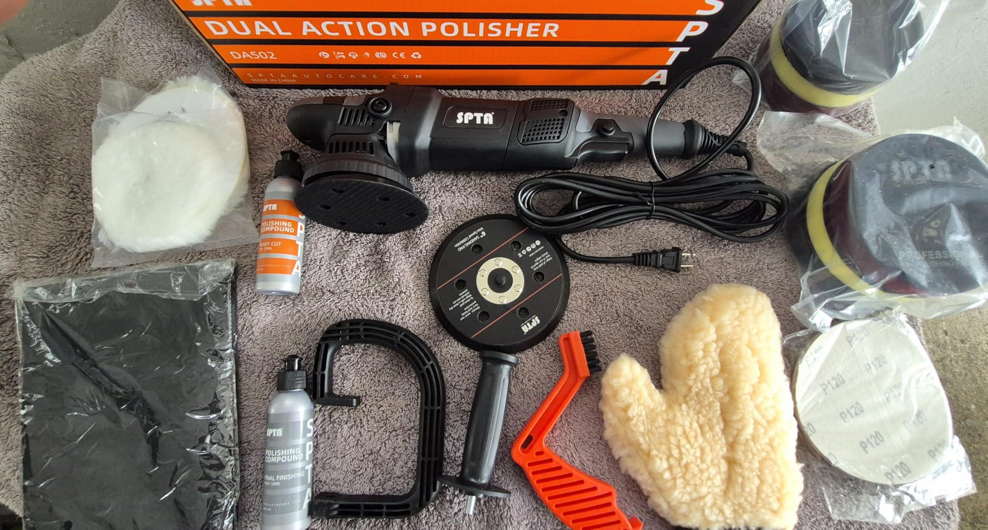 Buffer Polisher, SPTA 5-Inch 125mm Dual Action Random Orbital Car Polisher,Car Detailing Kit, 4Pcs 5inch & 4Pcs 6Inch Polishing Pad,Packing Bag for Car Polishing and Waxing--DAPSET-US customer photo 1