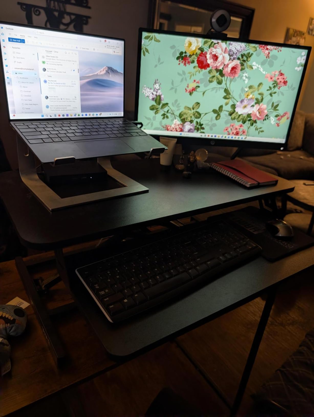 VIVO Height Adjustable 32 inch Stand Up Desk Converter, Quick Sit to Stand Tabletop Dual Monitor Riser Workstation, Black, DESK-V000S customer photo 1