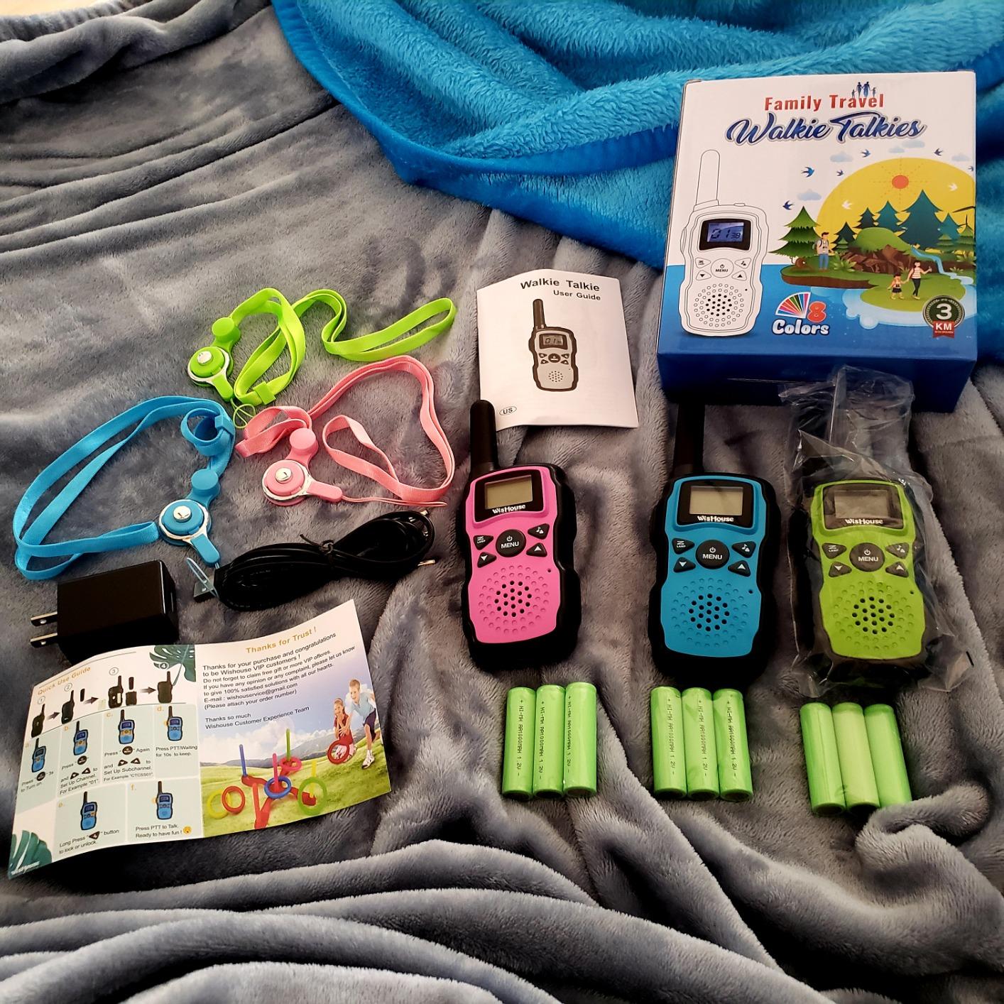 Wishouse Walkie Talkies for Kids Adult Long Range Rechargeable 3 Pack,Boy Wearable Walky Talky Set 2 Way Radio with USB Charger Battery,Camping Games Toy Birthday Xmas Gift for Girl Children Family customer photo 2