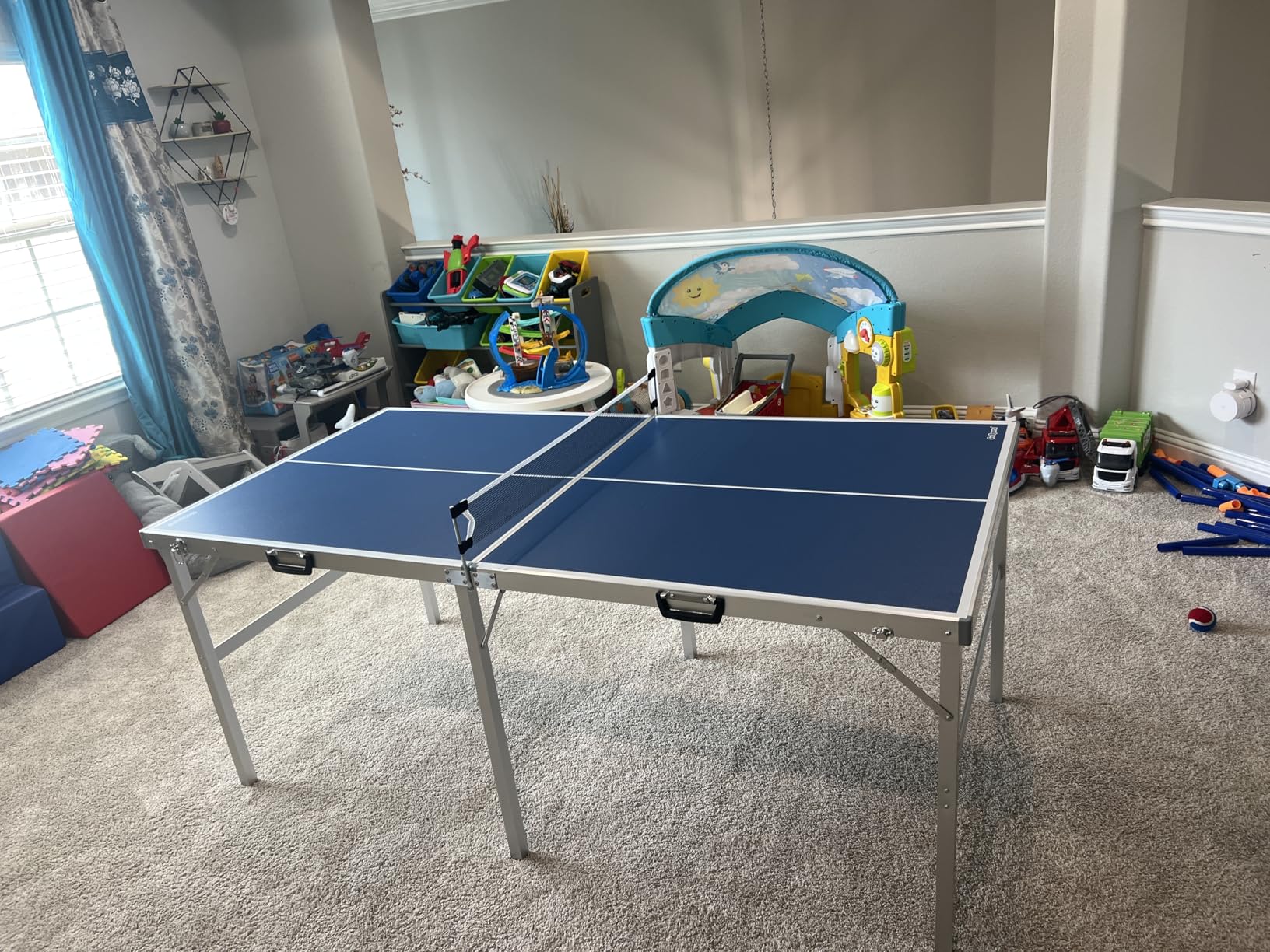 GoSports Mid-Size Table Tennis Game Set - Red or Blue - Indoor/Outdoor Portable Table Tennis Game with Net, 2 Table Tennis Paddles and 4 Balls customer photo 2