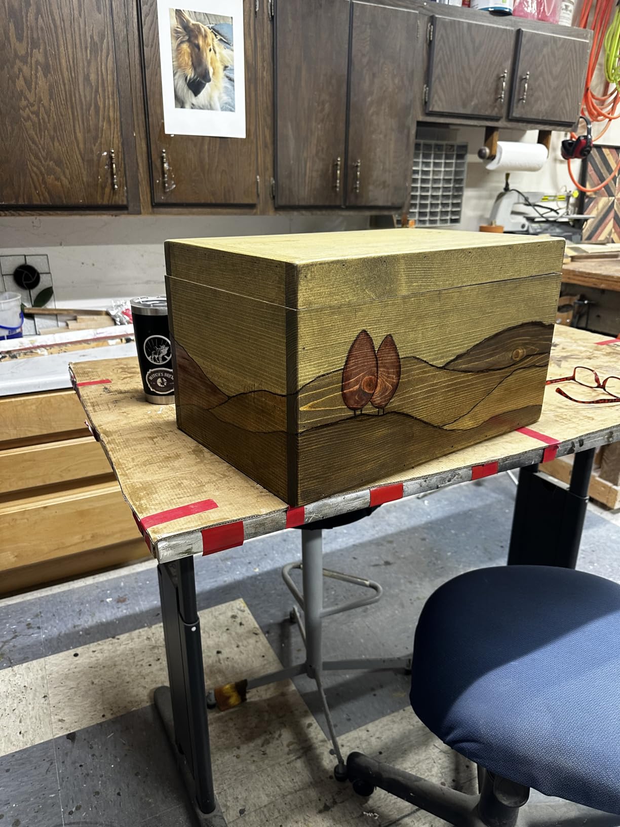 YIHUA 939-II Wood Burning Kit Station Pyrography Pen 250~750℃ Temperature Adjustable with 20 Wire Nibs, 1 Stable Pen Holder, 2 Stencils, 2 Scrap Wood (Blue) customer photo 2