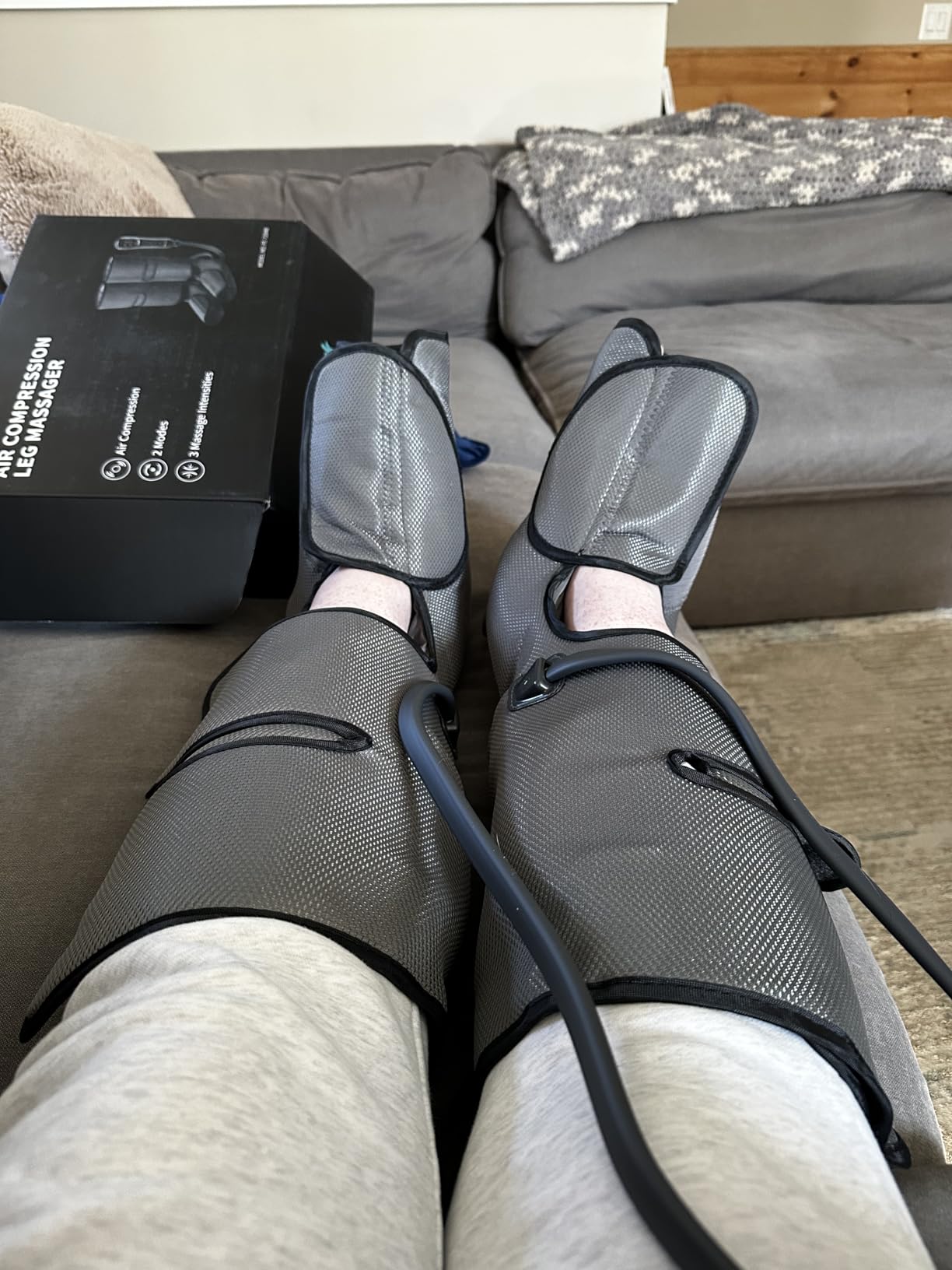 Nekteck Leg Compression Massager for Circulation and Relaxation, FSA Eligible Foot and Calf Massage Machine 2 Modes 3 Intensities with Hand-held Controller for Pain Relief, HSA Adjustable Leg Wraps customer photo 2