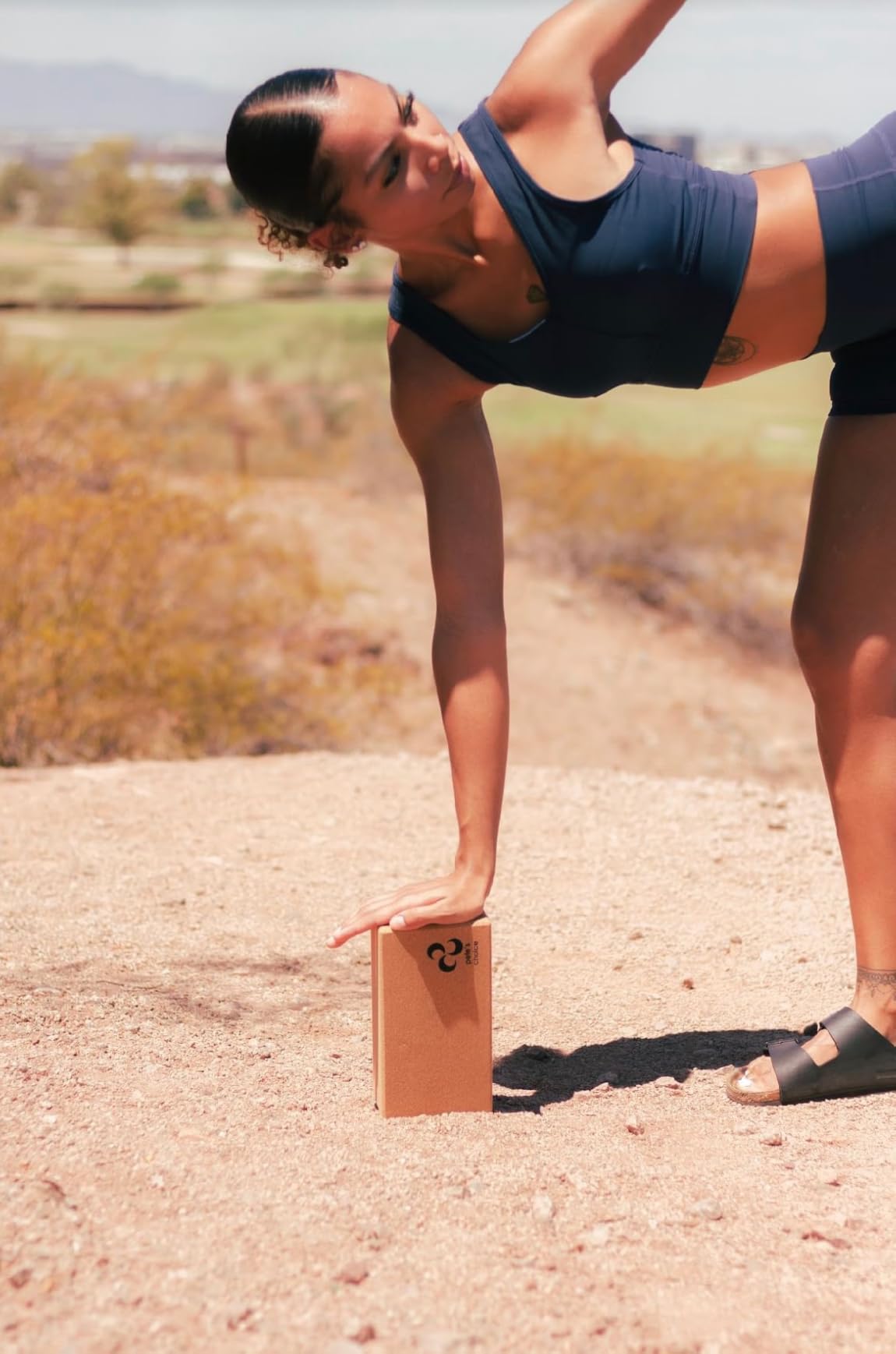 Deluxe Cork Yoga Wheel Set - Cork Wheel + 2 Blocks + Strap + Exercise Guide. Extra Firm Bricks. Better Support, Natural and Eco-Friendly. Home Exercise Kit. Ideal for Women Yogis. customer photo 2