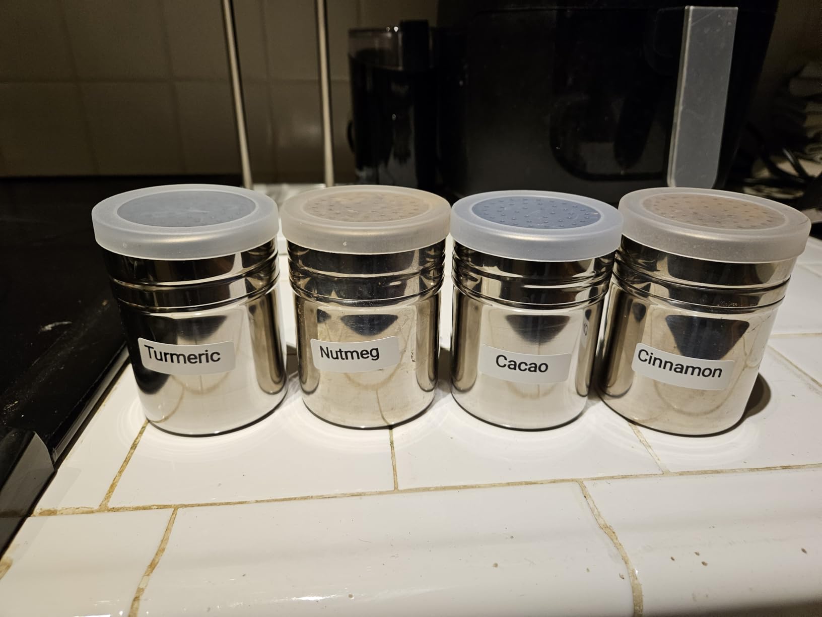 CUSINIUM Metal Salt Pepper Dredge Shakers - With Handle - Seasonings Spice Shakers With Holes and Lids - 10 Ounce, 2pcs | Style: Medium customer photo 1