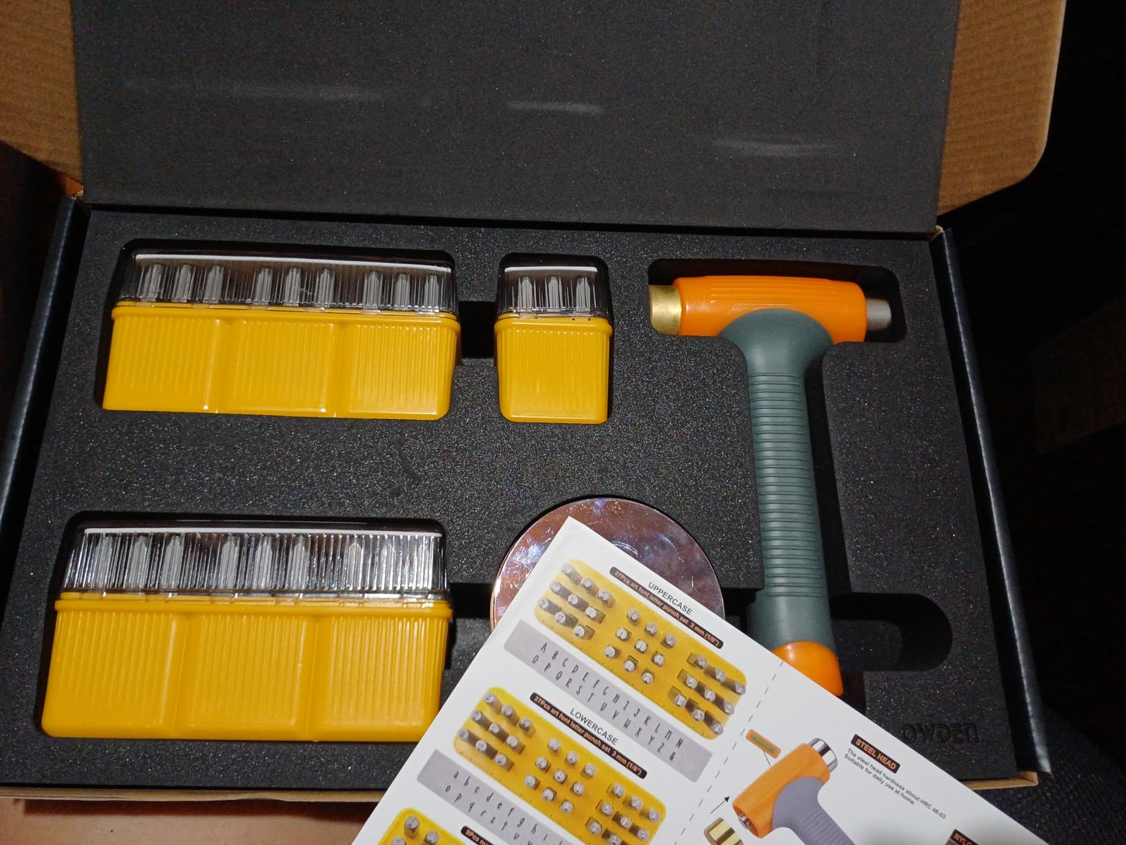 OWDEN Metal Stamps for Jewelry Making, Art Font Uppercase Letter Punch Set and Art Font Lowercase Letter Punch wtih 1 Set Number Punch Set Size:1/8