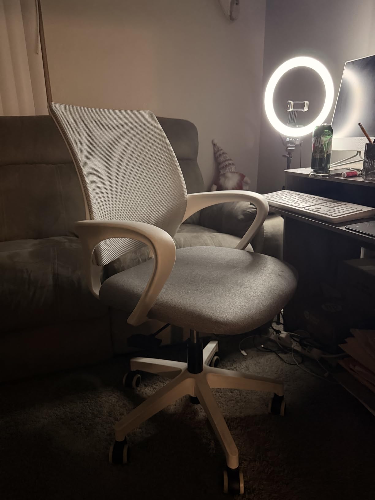 NEO CHAIR Office Desk Computer Chair Ergonomic Mesh Gaming Mid Back Seat with Comfy Lumbar Support Adjustable Height Swivel for Home Task (Black) customer photo 2