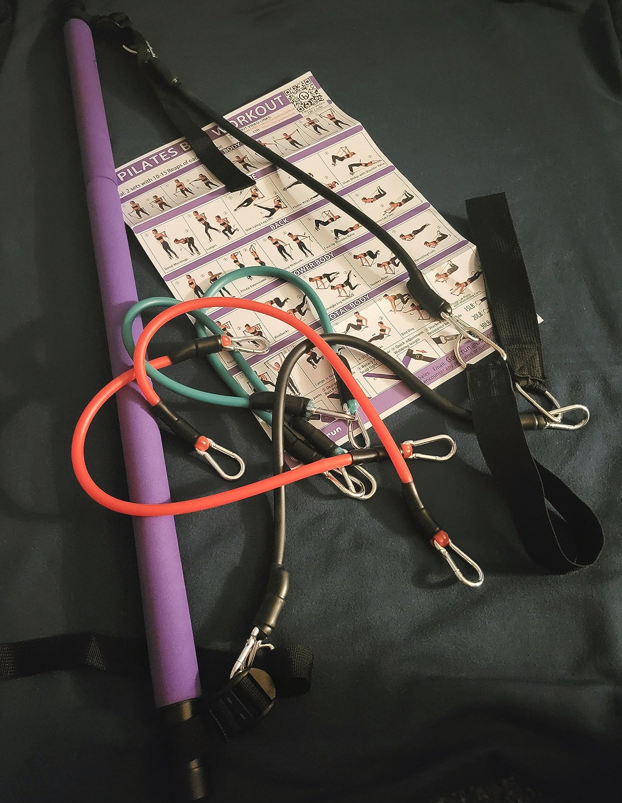 Portable Pilates Bar Kit with Resistance Bands for Men and Women - 3 Set Exercise Resistance Bands - Multifunctional Home Gym - Supports Full-Body Workouts - with Fitness Poster and Video customer photo 1