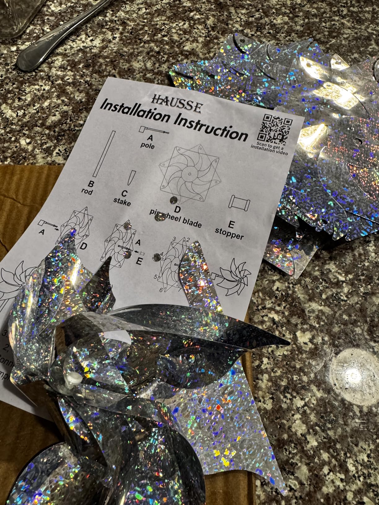 Hausse 10 Pack Reflective Pinwheels with Stakes (Assembly Required), Extra Sparkly Pin Wheel for Garden Decor, Bird Repellent Devices Deterrent to Scare Birds Away from Yard Patio Farm customer photo 2