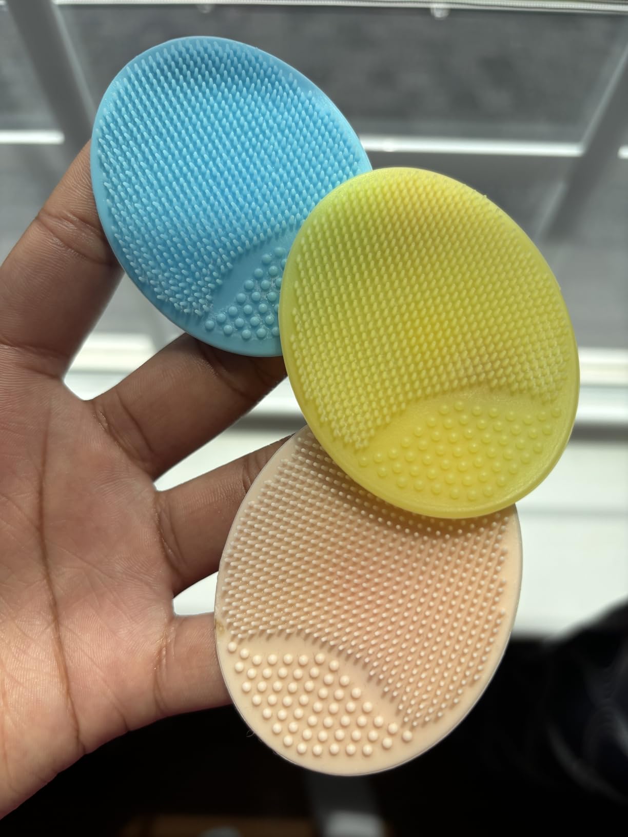 4 Pack Face Scrubber, JEXCULL Soft Silicone Facial Cleansing Brush Face Exfoliator Blackhead Acne Pore Pad Cradle Cap Face Wash Brush for Deep Cleaning Skin Care customer photo 1