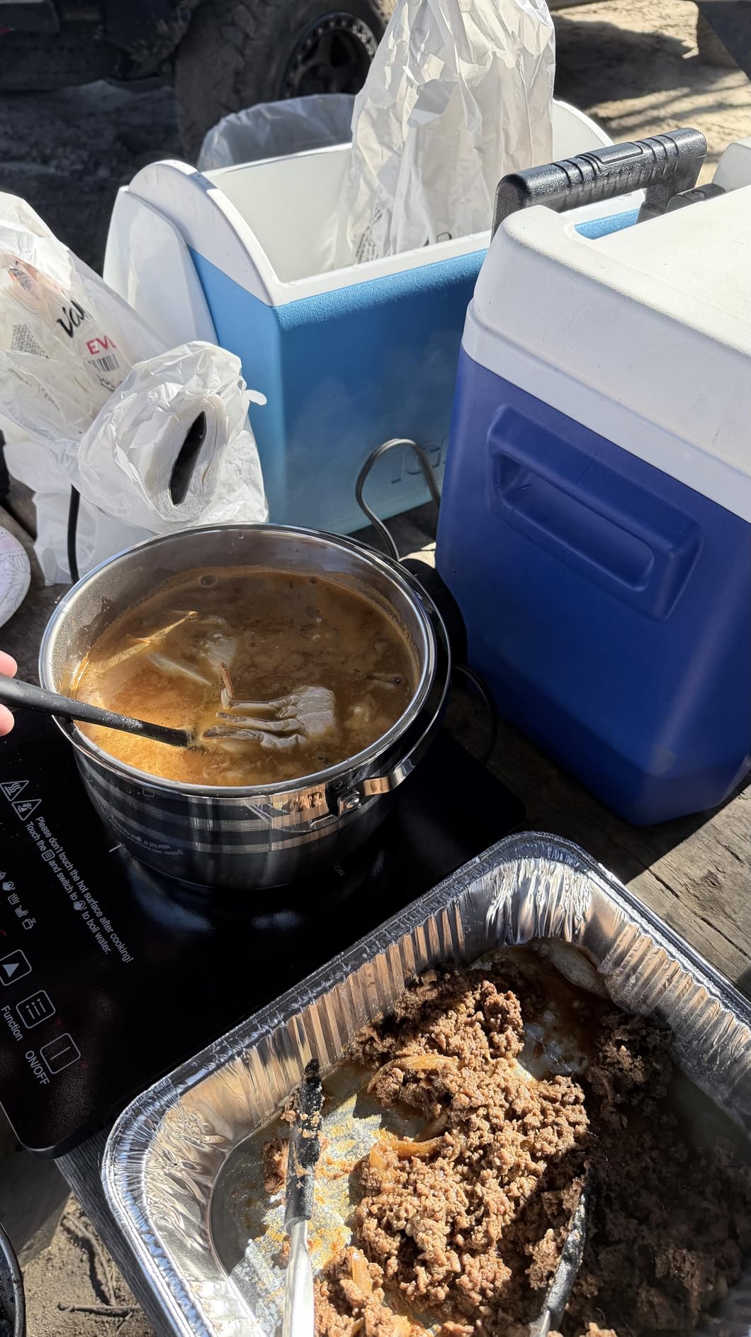 CAMPINGMOON Camping Cookware Set Stainless Steel Outdoor Nesting Cooking Mess Kit Pots Pans Bowls with Storage Carrying Tote Bag customer photo 1