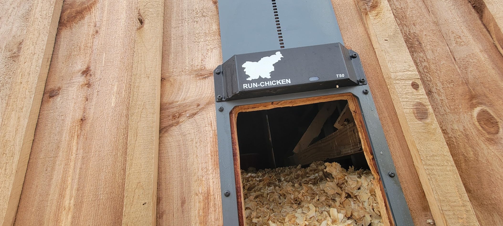 RUN-CHICKEN Door T50 - Automatic Chicken Coop Door Opener, Battery Powered & Weatherproof Aluminum, Smart App & Timer Control, Predator Proof, Easy Install, Reliable All-Season Performance (Gray) customer photo 2