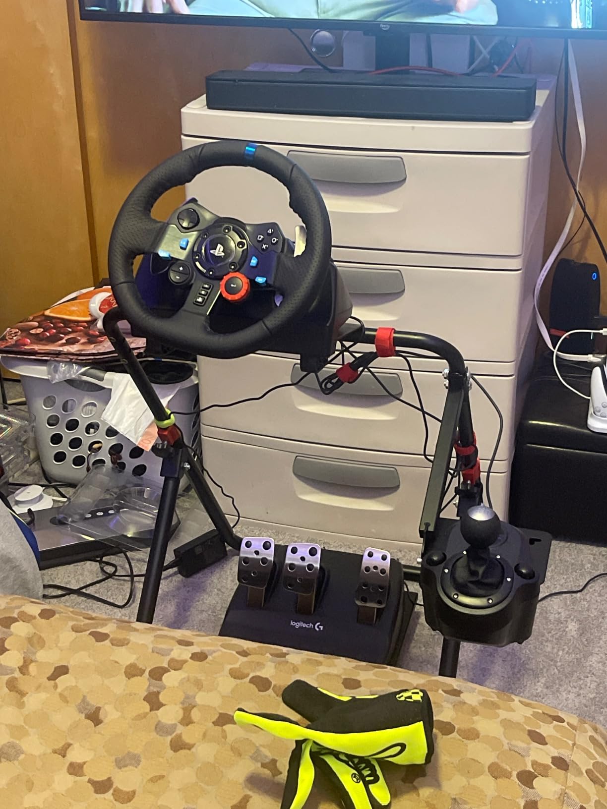 PXN-A9 Steering Wheel Stand for Logitech G29 G25 G27 G920 G923 for Thrustmaster T300RS/T300GT/ T500RS/TGT/TS Foldable Racing Simulator Cockpit Adjustable Racing Wheel Stand customer photo 2