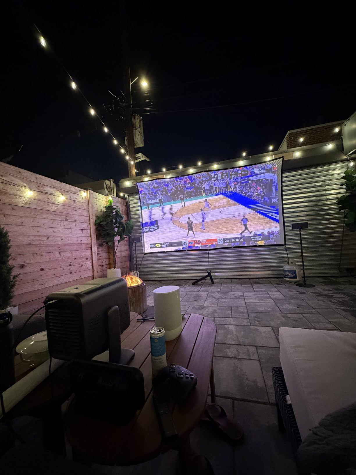 AAJK Outdoor Projector Screen 150 inch, Washable Projector Screen 16:9 Foldable Anti-Crease Portable Projector Movies Screen for Home Theater Outdoor Indoor Support Double Sided Projection customer photo 1