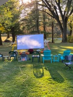 AAJK Outdoor Projector Screen 150 inch, Washable Projector Screen 16:9 Foldable Anti-Crease Portable Projector Movies Screen for Home Theater Outdoor Indoor Support Double Sided Projection customer photo 2