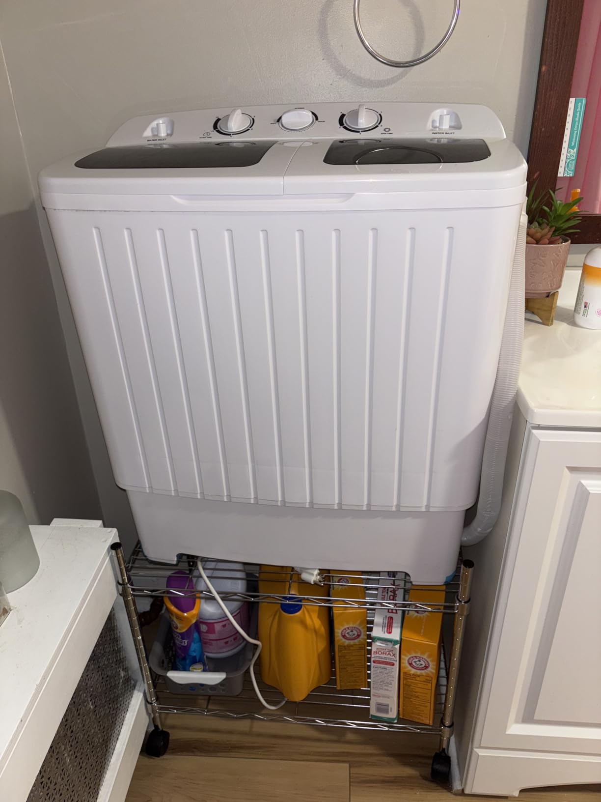 COSTWAY Portable Washing Machine, Twin Tub 20 Lbs Capacity, Compact Laundry Washer(12 Lbs) and Spinner(8 Lbs), Durable Design, Timer Control, Perfect for RV, Apartments and Dorms, Blue+White customer photo 1