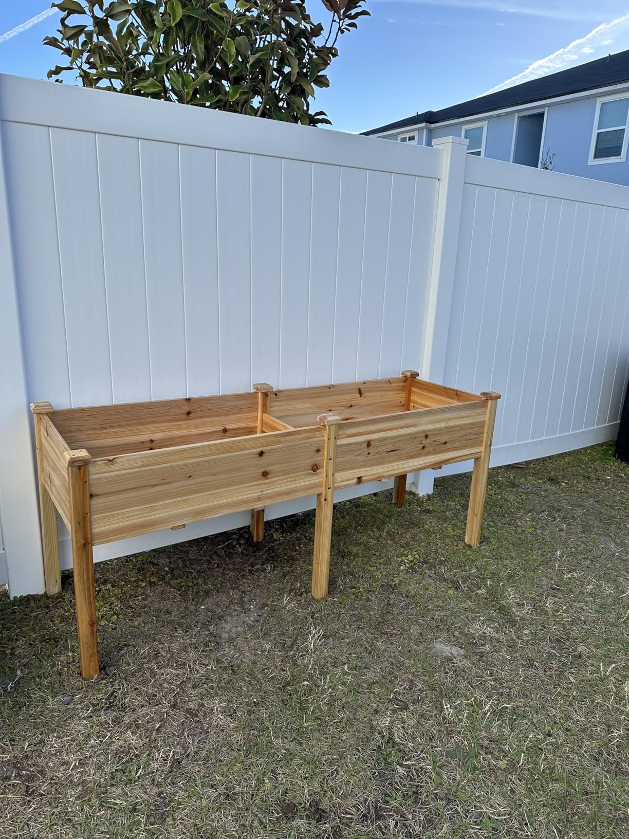 Best Choice Products 72x24x30in Raised Garden Bed, Elevated Wood Planter Box Stand for Backyard, Patio, Balcony w/Divider Panel, 6 Legs, 300lb Capacity - Natural customer photo 2