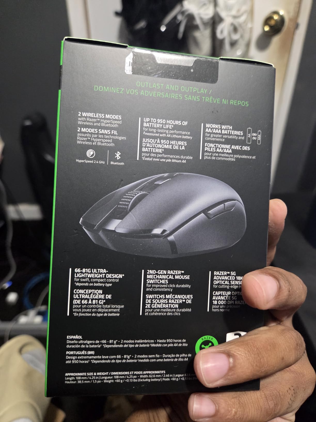 Razer Orochi V2 Mobile Wireless Gaming Mouse: Ultra Lightweight - 2 Wireless Modes - Up to 950hrs Battery Life - Mechanical Mouse Switches - 5G Advanced 18K DPI Optical Sensor - Classic Black customer photo 2