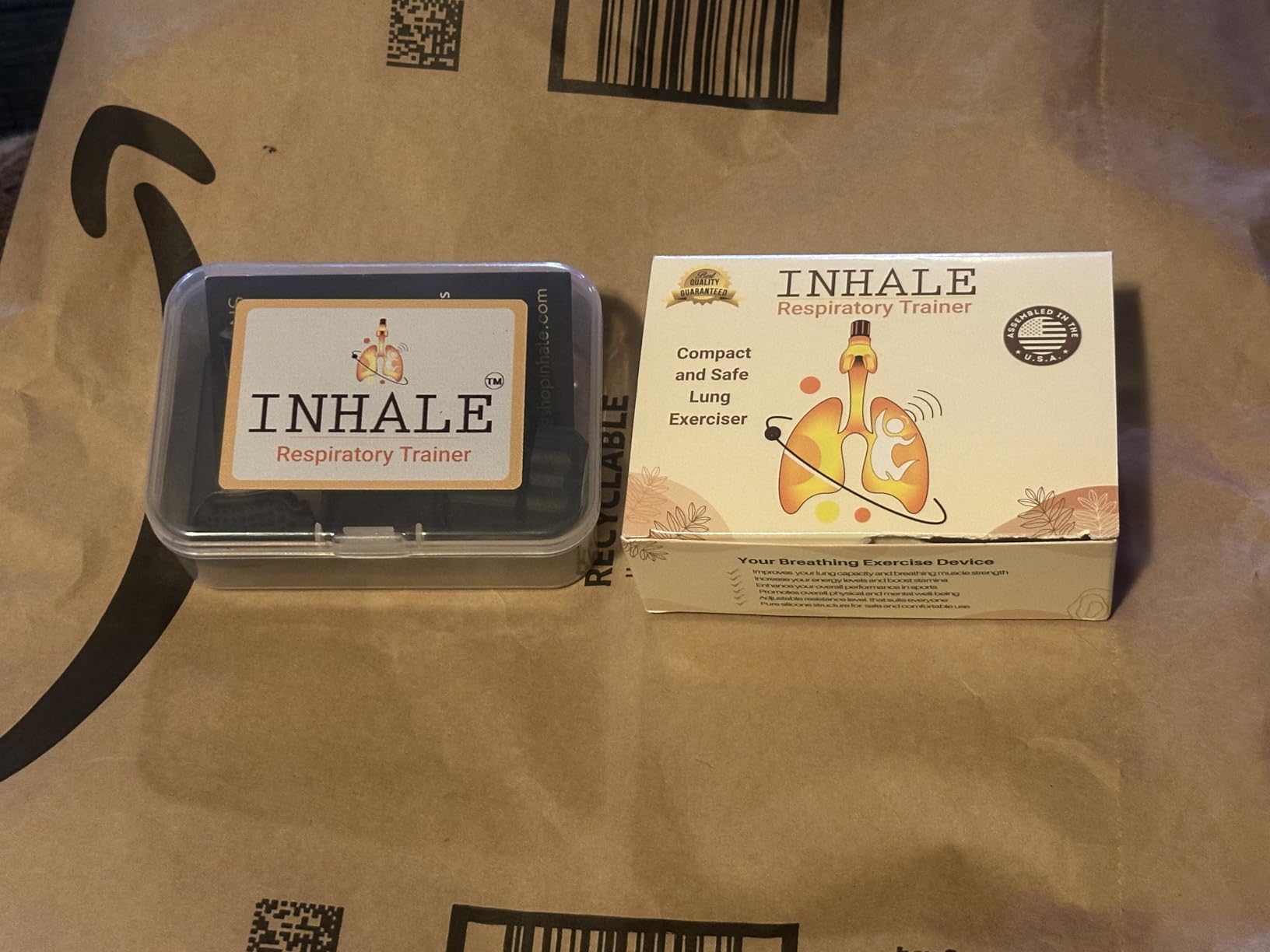 Inhale Respiratory Trainer | Lung Strengthening Breathing Exercise Device | Made in USA | Adjustable Bi-Directional Resistance | Medical Grade Silicone Mouthpiece | Carrying Case Included customer photo 1