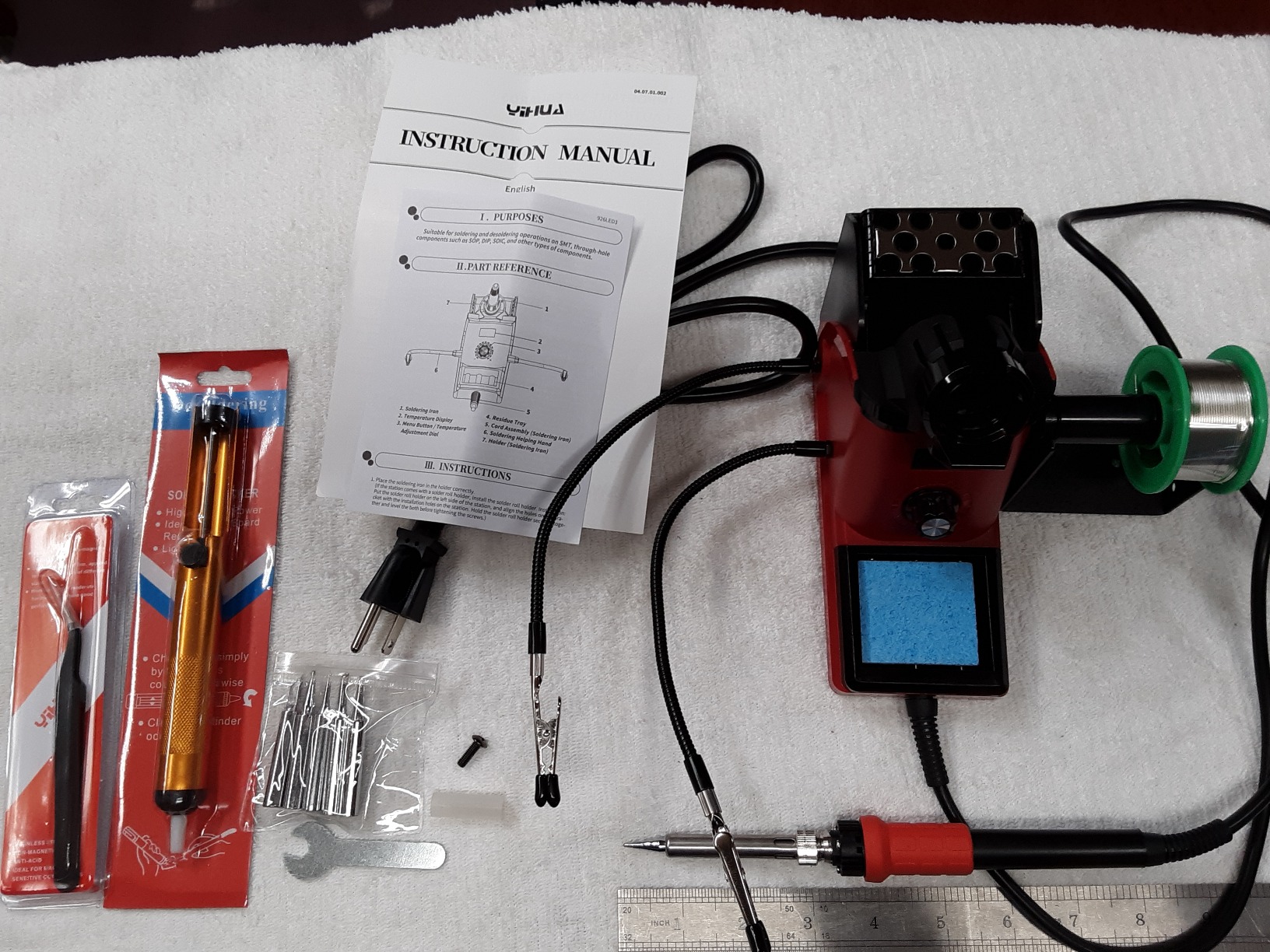 YIHUA 926 III 110W Soldering Iron Station Kit with LED Display, 2 Helping Hands, 3 Extra Iron Tips, 35g Lead-Free Solder, Solder Sucker, S/S Tweezers, °C/°F Conversion, Calibration & Sleep Features customer photo 2