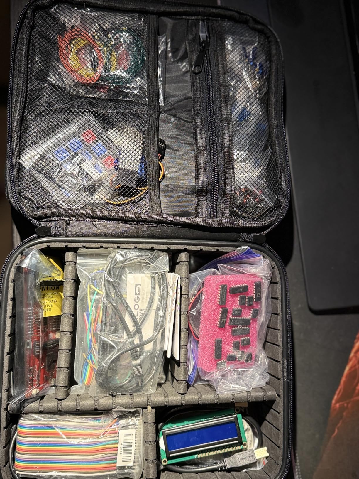 MATEIN Cable Organizer Bag, Waterproof Travel Electronic Storage, Shockproof Portable Double Layer Tech Bags Carrying Case for Cord, Earbuds, Charger, SD Card, DJ Gifts, Black customer photo 2