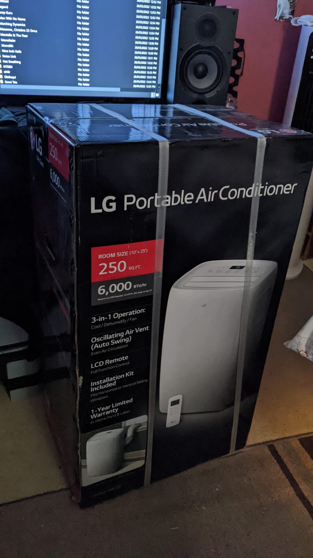LG 6,000 BTU DOE 8,000 BTU ASHRAE Portable Air Conditioner, 115V, Cools 250 Sq.Ft. (10' x 25' Room Size), Quiet Operation, LCD Remote Control, and Window Installation Kit, White customer photo 2