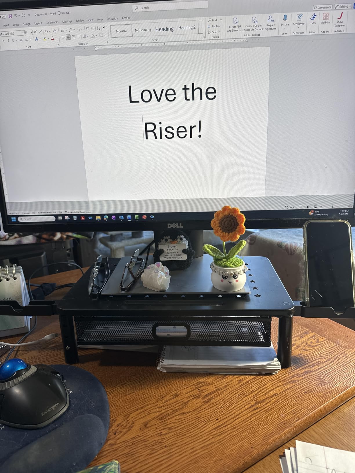 Zimilar Monitor Stand Riser with Metal Mesh Drawer, Height Adjustable with Phone Holder for Computer, Laptop, Printer, Notebook, Computer Monitor Stand with Storage customer photo 1