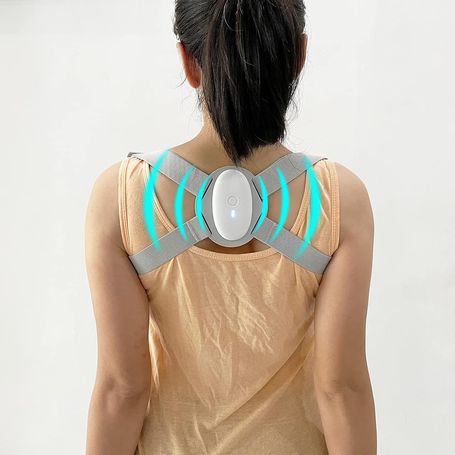 Smart Posture Corrector, Upper Back Brace with Vibration Intelligent Posture Reminder, Posture Trainer for Women/Kids/Men, Prevent Humpback, Help to Keep Right Posture to Develop a Good Habit (Gray) customer photo 1
