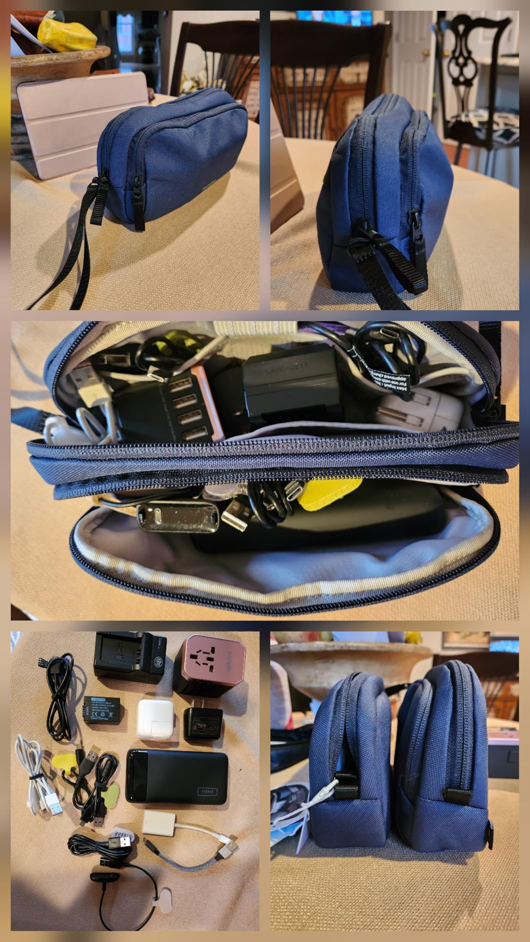 tomtoc Electronics Organizer Travel Case, Water Resistant Travel Bag Cable Organizer for Essentials, Tech Pouch Accessories Carry Storage for Cord, Phone, Cables, Airpods, USB Flash Drive, Daily Items customer photo 1