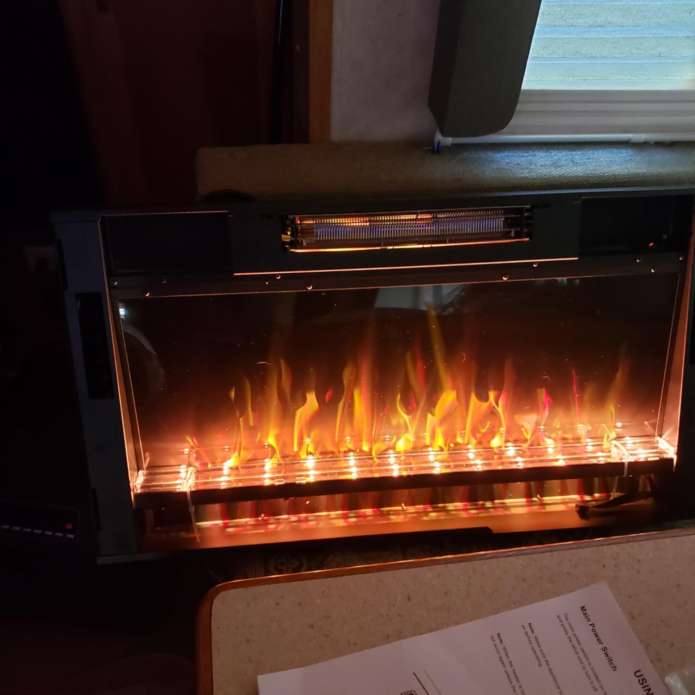 36 Inch Electric Fireplace Insert Ultra-Thin - Recessed & Wall-Mounted Fireplace Heater with Thermostat, Adjustable Flame, Remote Control - Linear with Timer, Touch Screen, 750/1500W customer photo 2