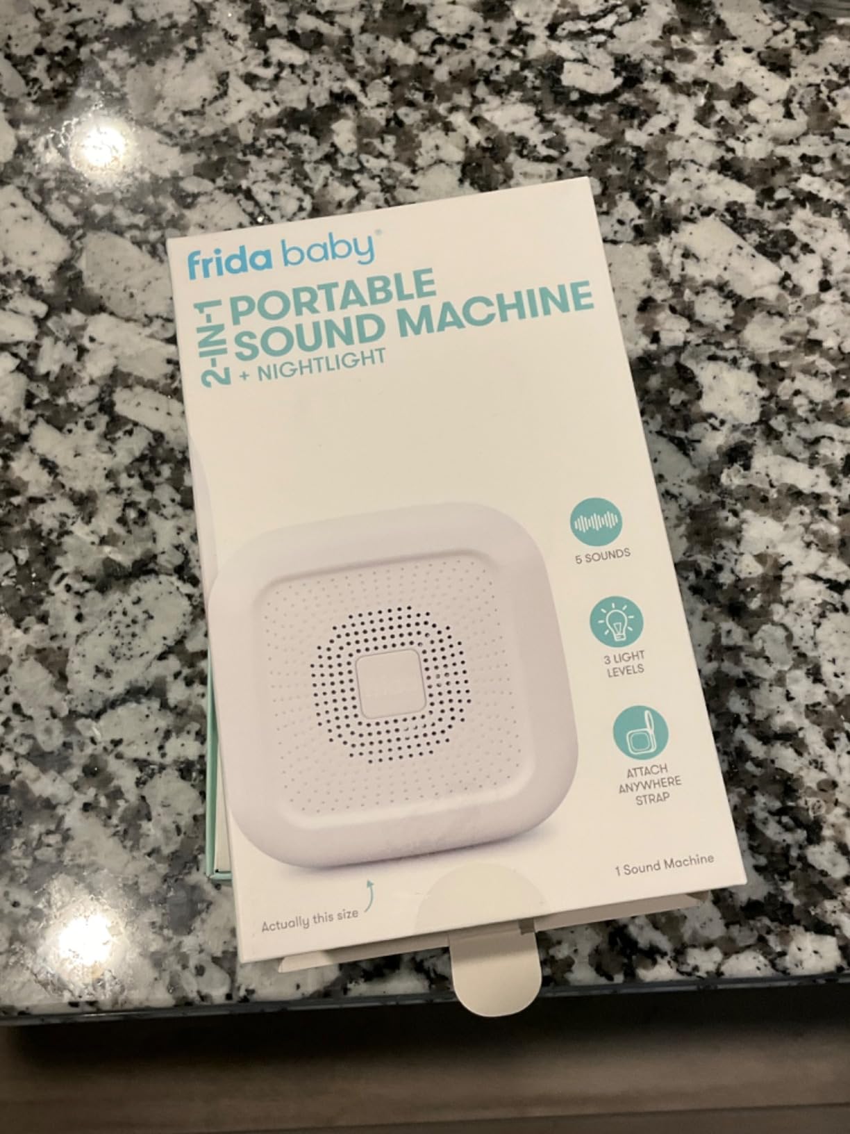 Frida Baby 2-in-1 Portable Sound Machine for Baby + Nightlight | White Noise Sound Machine for Baby with 5 Soothing Sounds & 3 Nightlight Modes | Travel Sound Machine Attaches to Strollers, Car Seats customer photo 1