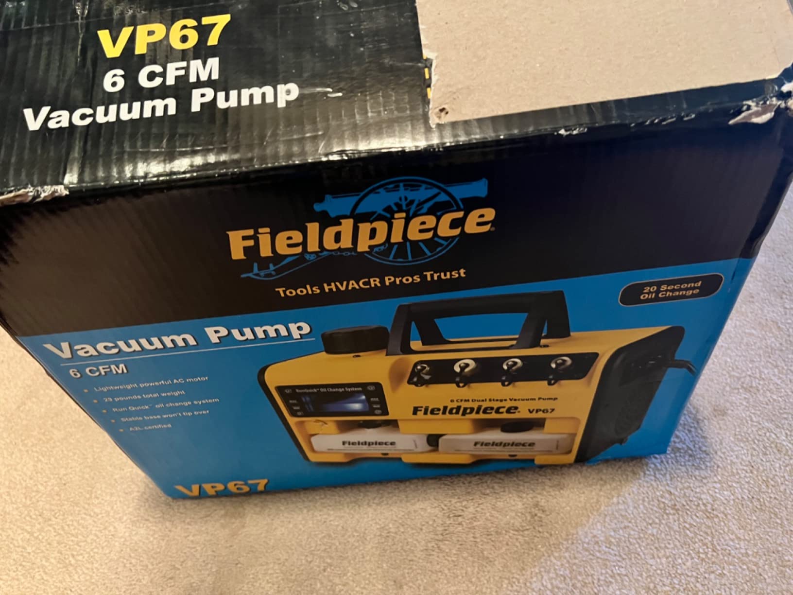 Fieldpiece VP67 Vacuum Pump - 6 CFM, RunQuick Oil Change System customer photo 1