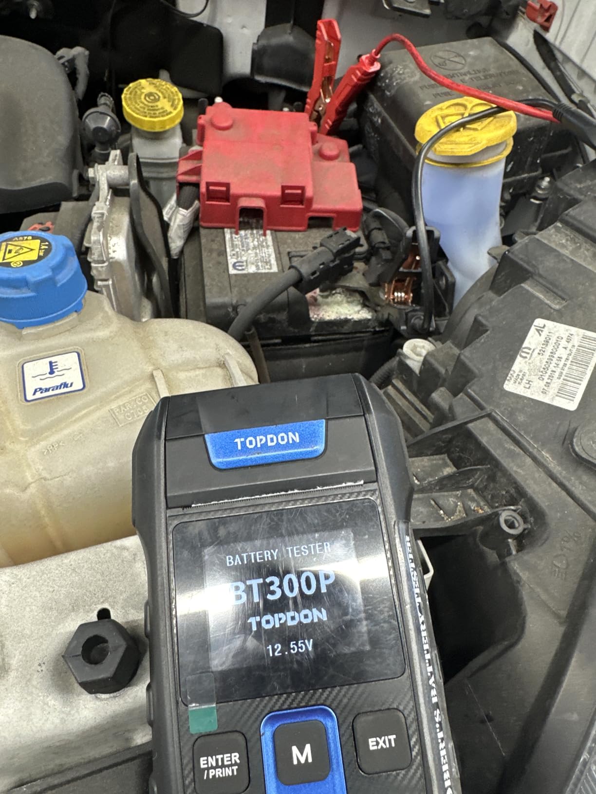 Car Battery Tester 12V 24V 100-2000CCA Lead-Acid Battery, TOPDON BT300P Alternator Tester, Load Tester, with Built-in Printer, Spark Free Metal Clamps, Automatic Reverse Polarity Protection customer photo 1