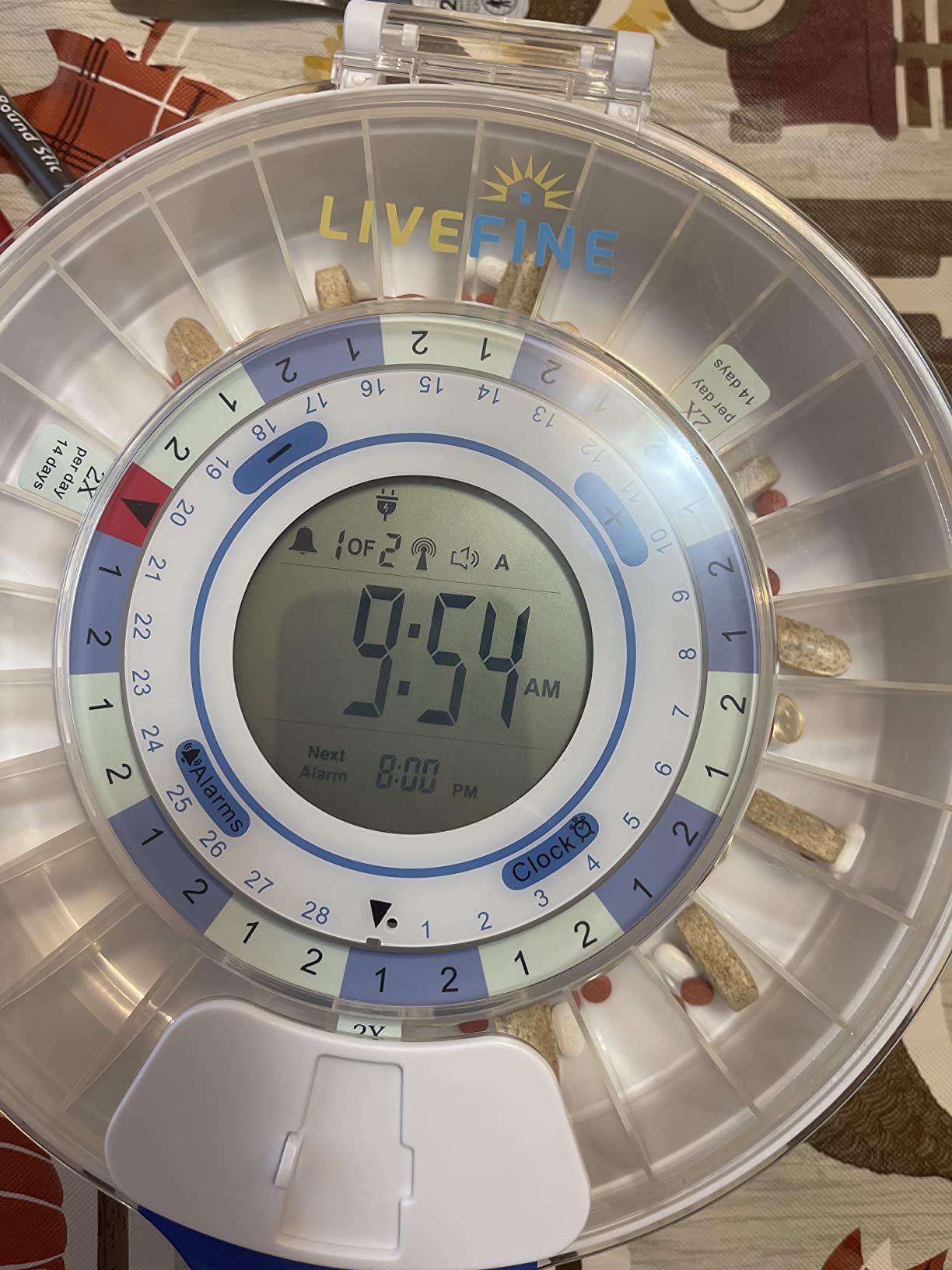 Live Fine Smart WiFi Automatic Pill Dispenser | 28-Day Medication Organizer Up to 9 Doses Per Day for Care Monitoring with Locking Key, Adjustable Light/Sound Alarms for Prescriptions & Vitamins customer photo 1