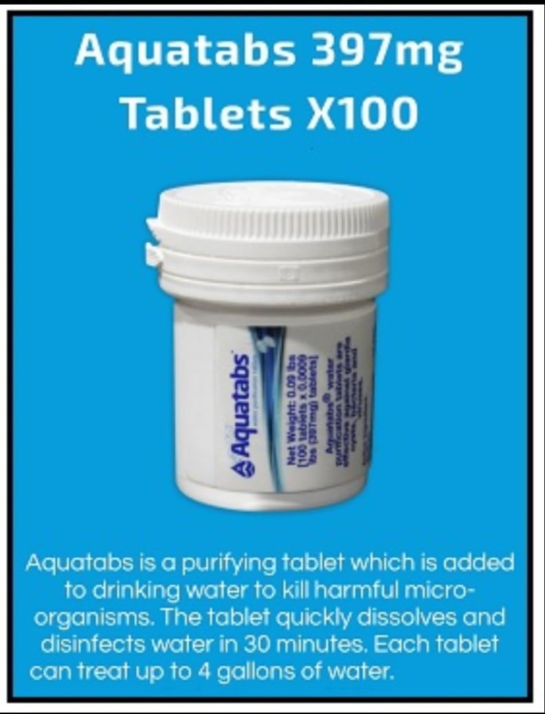 Aquatabs Water Purification Tablets (397mg, 100 Pack). Water Filtration System for Camping, Boating, Emergency Water, Survival Kit customer photo 1