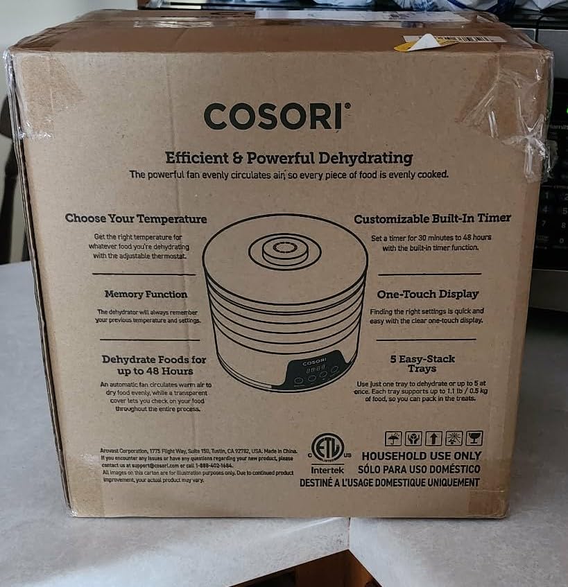 COSORI Food Dehydrator Machine for Jerky, 5 Trays with 165°F Temperature Control and 48H Timer, 350W Dryer for Fruit, Herbs, Meat, Veggies and Dog Treats, 50-Recipes Book Included customer photo 1