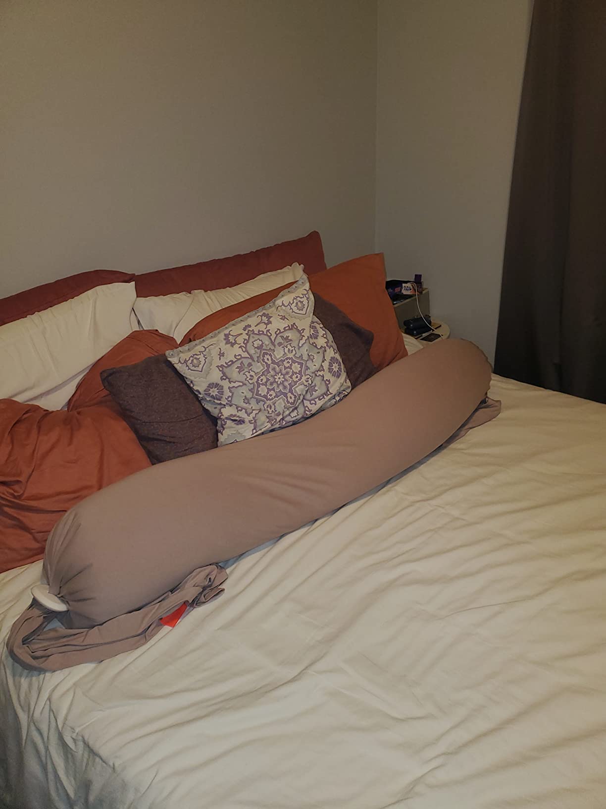 bbhugme Adjustable Pregnancy Pillow - Full Body Support for Side Sleeping - Adjustable Firmness and Shape - Supports Back, Legs, Belly, HIPS for Pregnant Women - Removable Cover - Dusty Pink customer photo 2