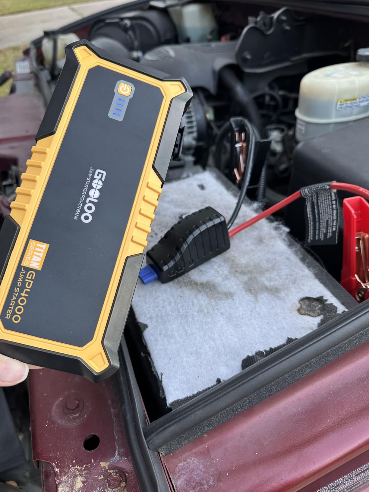 GOOLOO GP4000 Jump Starter 4000A Peak Car Starter (All Gas, up to 10.0L Diesel Engine) SuperSafe 12V Lithium Jump Box, Auto Battery Booster Pack, Portable Power Bank with USB Quick Charge and Type C Port customer photo 1