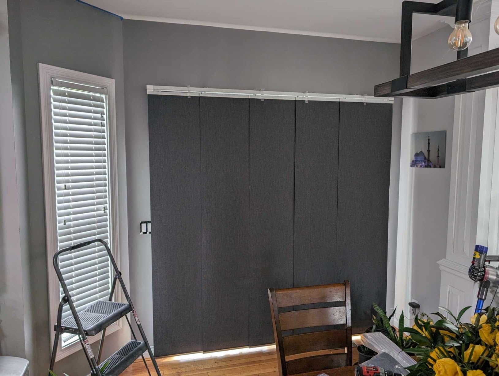 Graywind Motorized Sliding Panels Blackout Compatible with Alexa Google Smart Panel Track Blinds Remote Shades for Patio Sliding Door, Custom Size (Light Grey) customer photo 1