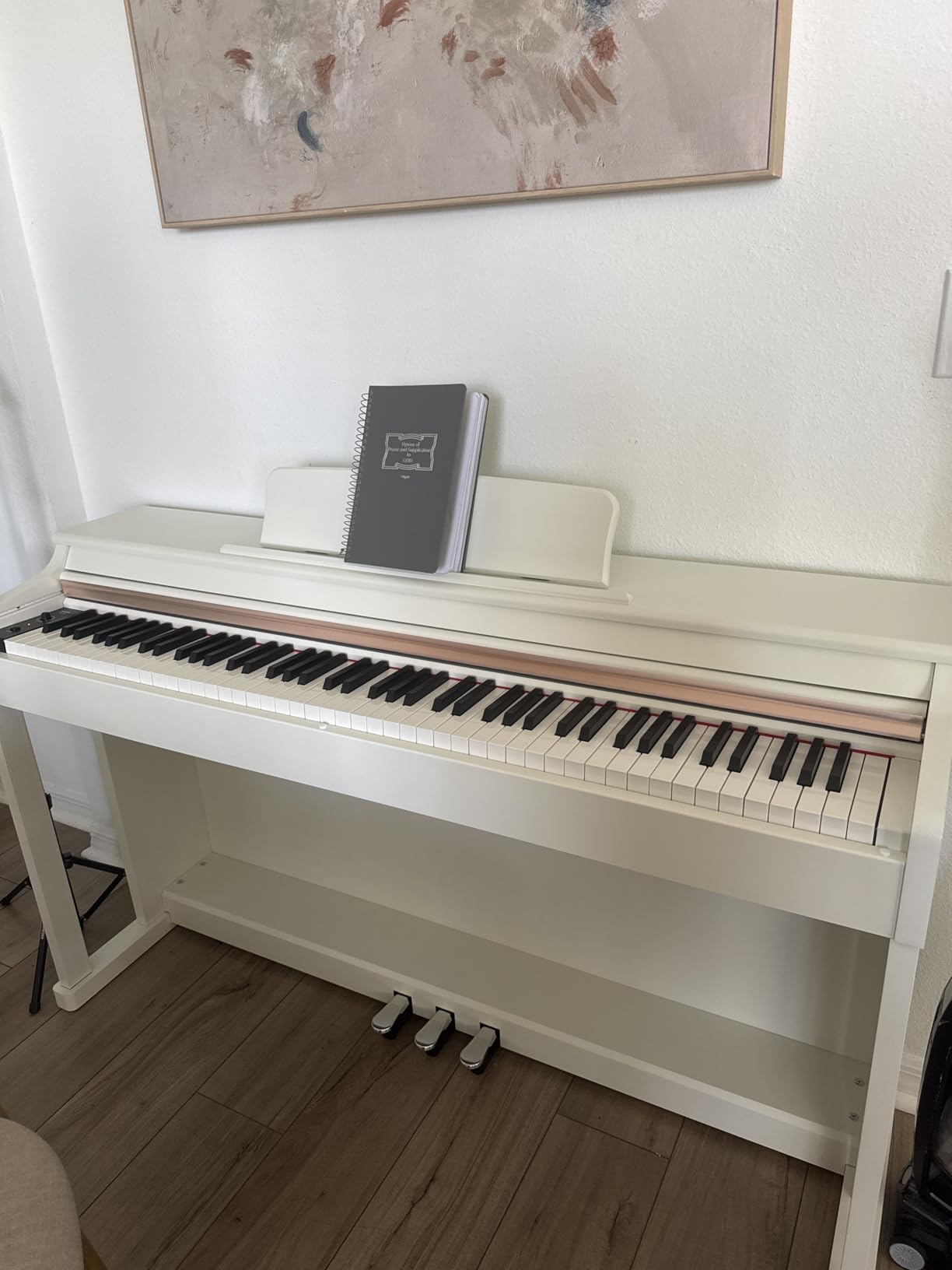 Donner DDP-100 88-Key Weighted Action Digital Piano, Beginner keyboard piano Bundle with Furniture Stand, Power Adapter, White customer photo 2